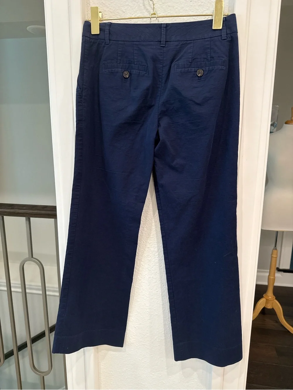 Tory Burch Navy Cropped Trouser Pants Wide Leg Cotton Stretch Size 0